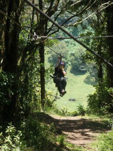 Kim coming in on the zipline