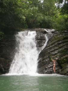 Kim busted it on the rocks a couple of times, but finally got there...